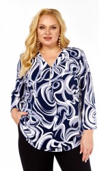  Блузка 4071 сине-белый принт
