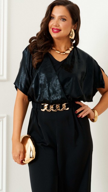 Beautiful&Free Комбинезон 6391 черный/бархатный фото 5