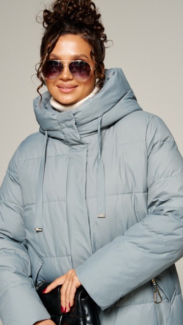 Beautiful&Free Пальто 8022 серо-голубой фото 3