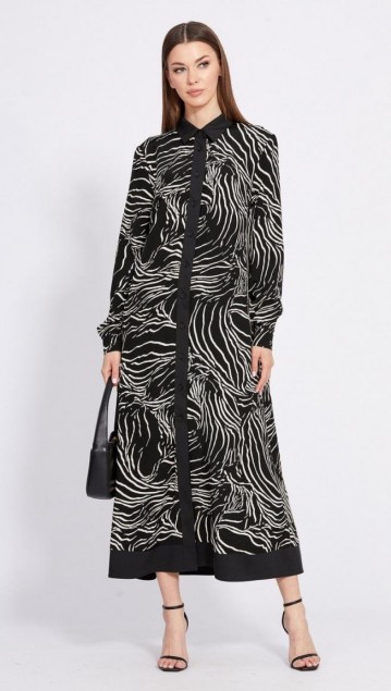 EOLA STYLE Платье 2430 Черный с рисунком 