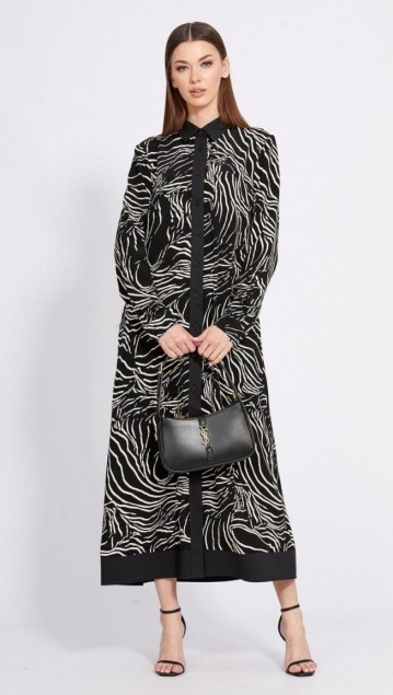EOLA STYLE Платье 2430 Черный с рисунком фото 4
