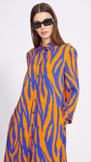 EOLA STYLE Платье 2431 Оранжевый/ василек фото 5