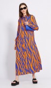 EOLA STYLE Платье 2431 Оранжевый/ василек фото 3