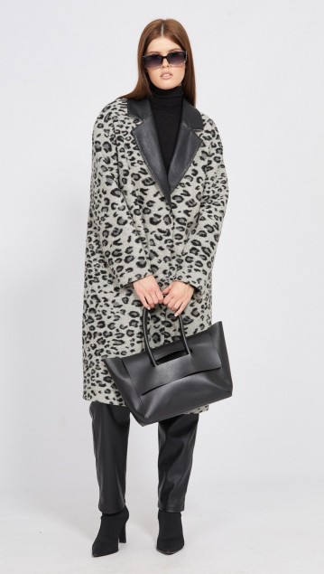 EOLA STYLE Пальто 2448 Серый леопард 