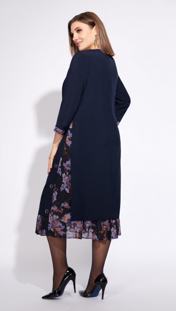 Milora Платье 758  синий+цветы фото 2