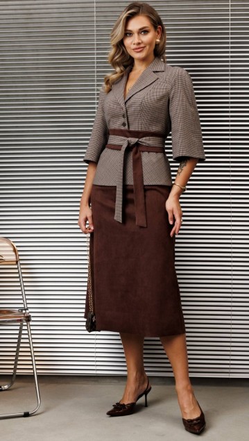 Мода Юрс Комплект 25-2618-0 Каштан + бежевый 