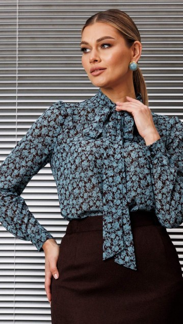 Мода Юрс Блузка 25-2808bl Коричневый + бирюза фото 2