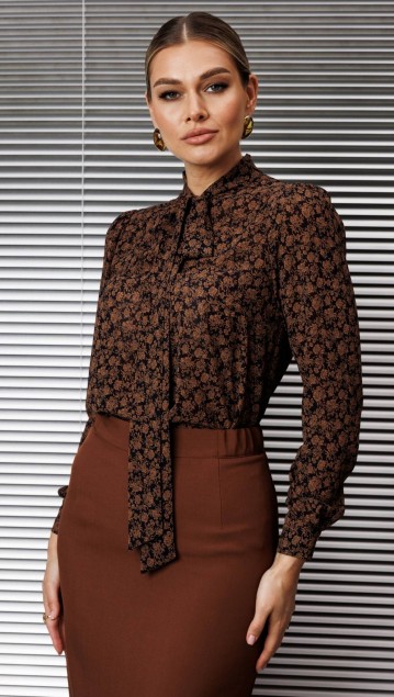 Мода Юрс Блузка 25-2808bl Терракот + темно-синий 