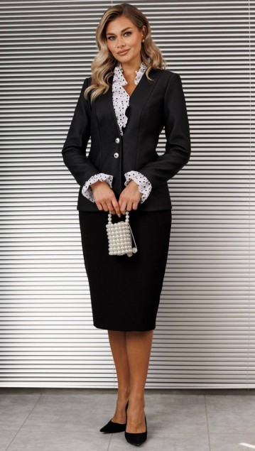 Мода Юрс Костюм 25-2838 Черный + горох 