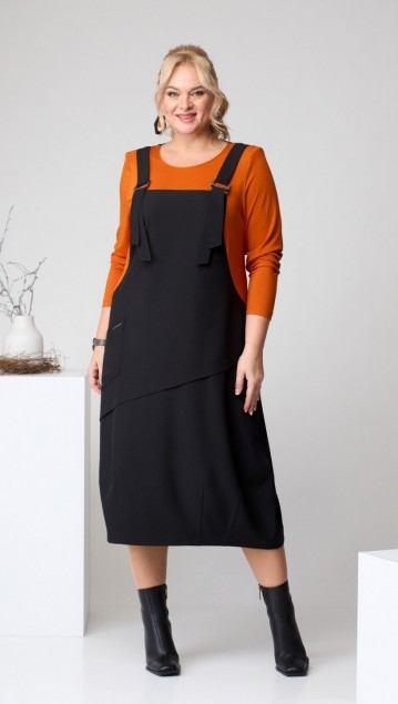 Romanovich Платье 1-2353 Чёрный/оранжевый 